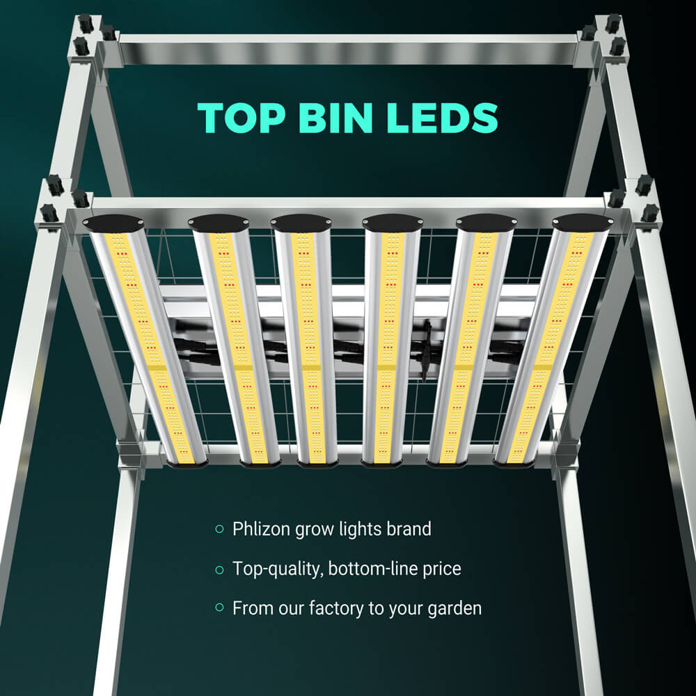 PHLIZON Grow Light PHLIZON PHB6 320W Full-spectrum+UV/IR Daisy Chain Dimmable Cost-effective High-yield Commercial LED Grow Light for 3×3 PH-B6