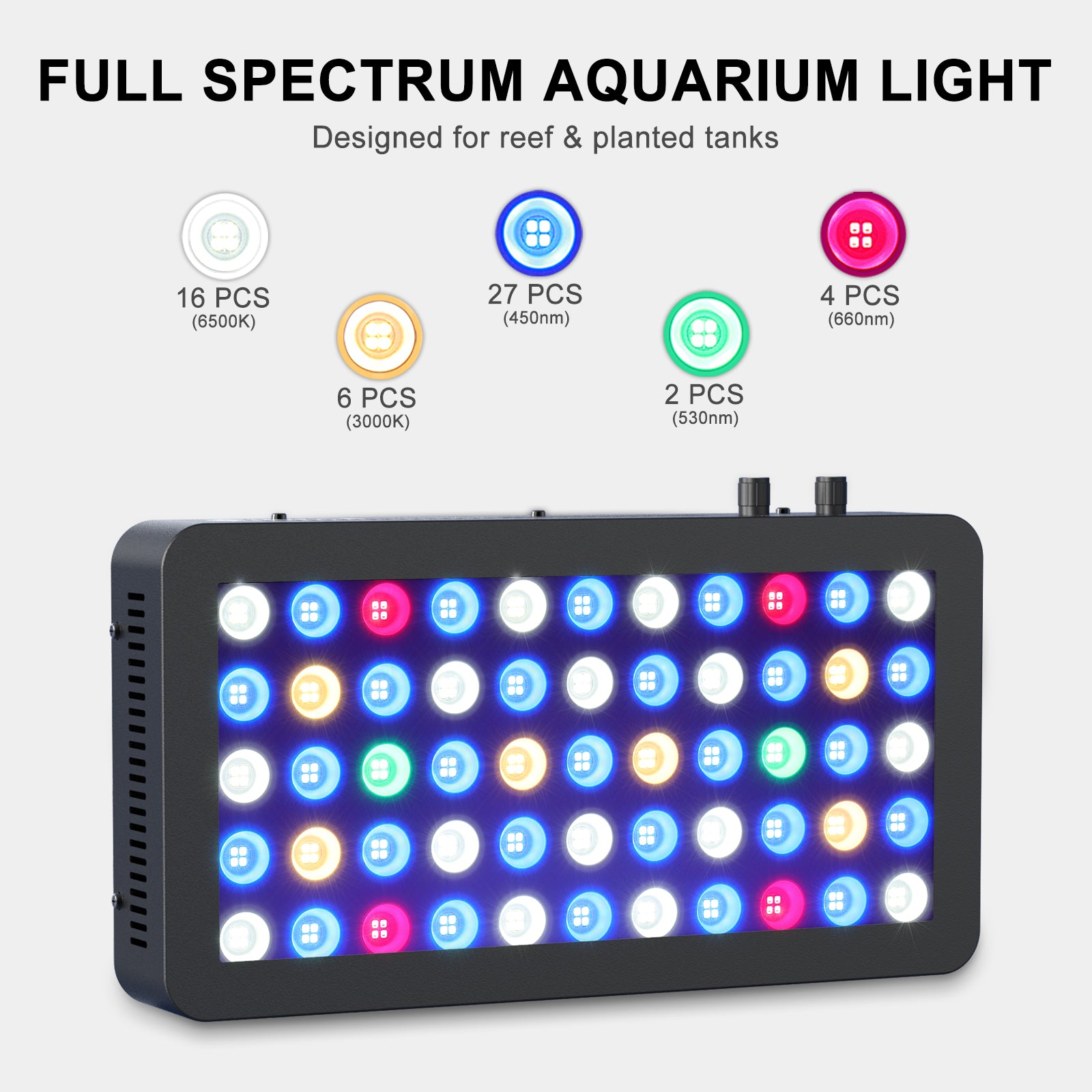 PHLIZON US Official Store Wills Aquarium Light 100W Full Spectrum LED Reef Lights for Coral Saltwater Fish Tank, Soft/LPS Corals Blue/White Dual Dimmable Channels,55 Premium SMD LEDs, Daisy Chain Design, Hanging Kit