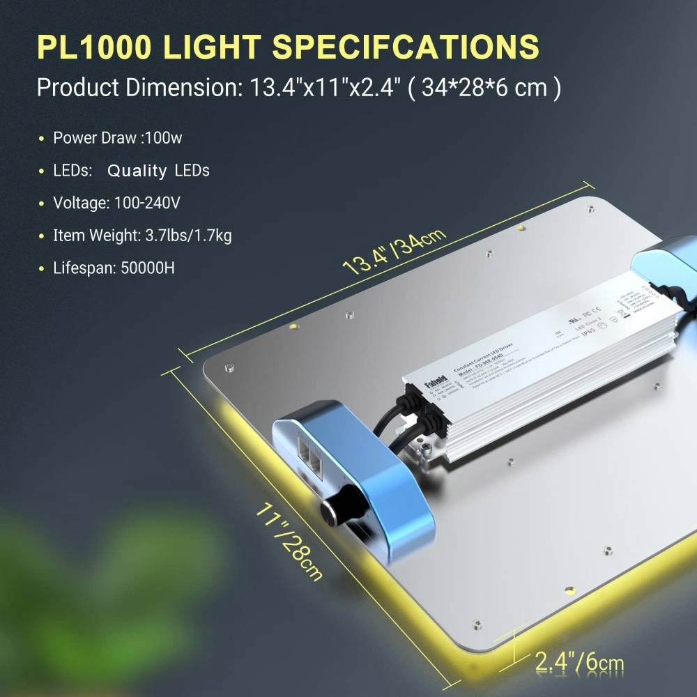 PHLIZON PL-1000 100W Full-spectrum Dimmable QB LED Grow Light