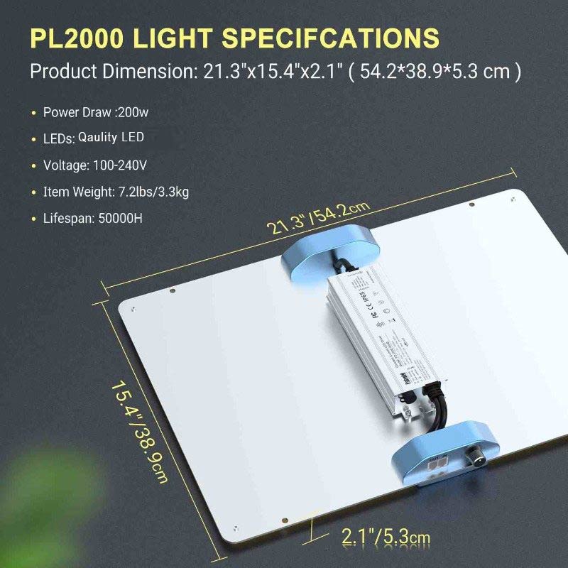 PHLIZON PL-2000 200W  Full-spectrum Dimmable QB LED Grow Light
